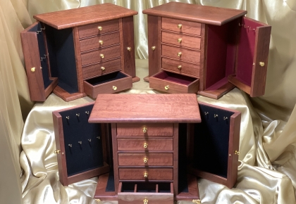 Limited Edition Handcrafted Wooden Jewellery Boxes with Multiple Drawers and Wings