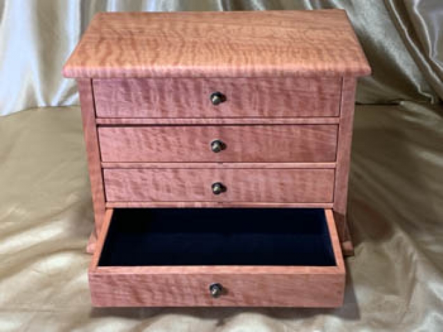 LEDM4 251202-L7307 - Limited Edition 4 Drawer Wooden Jewellery Box - Australian Pink Jarah