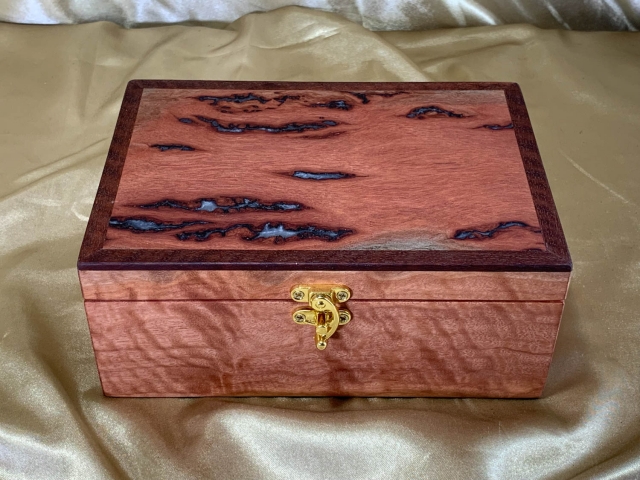LEDRTB 2601082-L7431 - Limited Edition Resin Filled "Pink" Jarrah Medium Small Treasure / Trinket Box