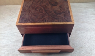 Premium Jewellery Box with Jarrah Burl Lid and Drawer (PJBD-3890) SOLD