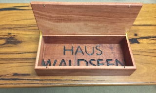 Custom Made Human Cremation Box - Pink Jarrah - Client's timber base
