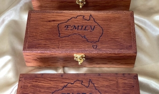  L9733 - Pyrography Examples - 3 x Names on Jarrah