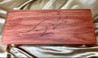  LE2178 - Pyrography Example - Logo on Jarrah