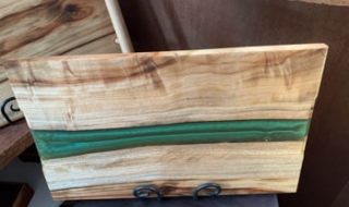 TB 2407-L0242 - Premium Wooden Grazing / Tapas Board with Green Resin "Flash"  SOLD