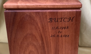 Example of Human Cremation box with Hand Burned Pyrography