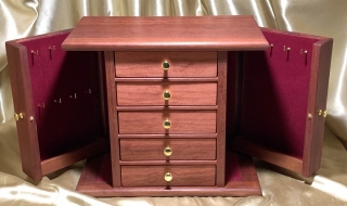 LEDJBW 2425-L2165 - Limited Edition Wooden Jewellery Box with 5 Drawers and Side Wings - SOLD