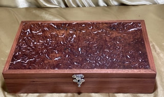 PLJKB 2408_L2240 - Large Jewellery / Keepsake Box with Pearl Resin Filled Jarrah Burl Lid SOLD