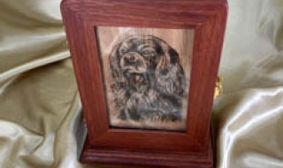 Example of Image added to a Pet Cremation Ash Box - Hand Burned image reproduction 