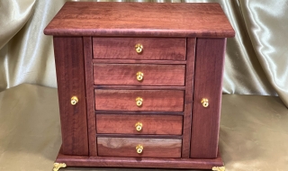 LEDJBW 2425-L2122 - Limited Edition Jarrah Multi Drawer Jewellery Box with Wings - SOLD