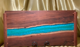 TB 2411-L2910 - Premium Jarrah Graqzing / Sharing Board with Blue Resin "Flash" SOLD