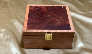 LEDRKB 25006-L4159 - Limited Edition Jewellery Box with Pearl Resin filled Jarrah Burl Lid SOLD