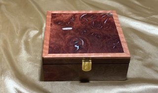 LEDRKB 25007-L4147 - Limited Edition Jarrah Jewellery Box with Resin Filled Jarrah Burl Lid SOLD