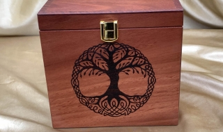 Custom Made Small Human Cremation box with Tree of Life Pyrography