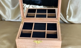 tom Made Silky Oak Jewellery Box with Drawer, Tray and Mirror