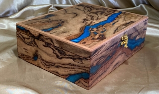 LEDJBT 251005-L6857 - Limited Edition Handcrafted Wooden Jewellery Box with Resin Highlights - SOLD