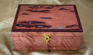 LEDRTB 2601082-L7431 - Limited Edition Resin Filled "Pink" Jarrah Medium Small Treasure / Trinket Box SOLD